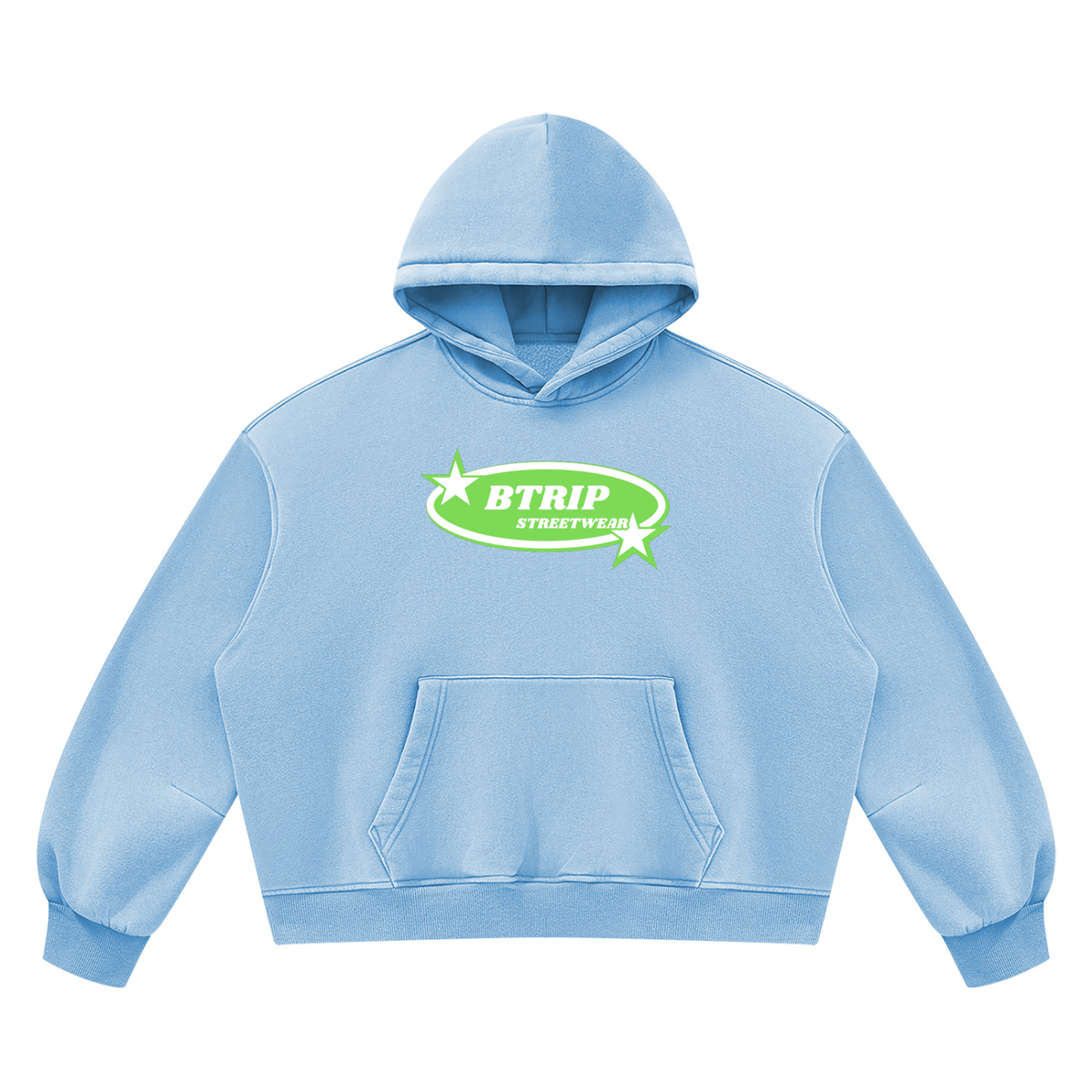 BTRIP STREETWEAR | The Green Logo Vintage Wash Boxy Hoodie