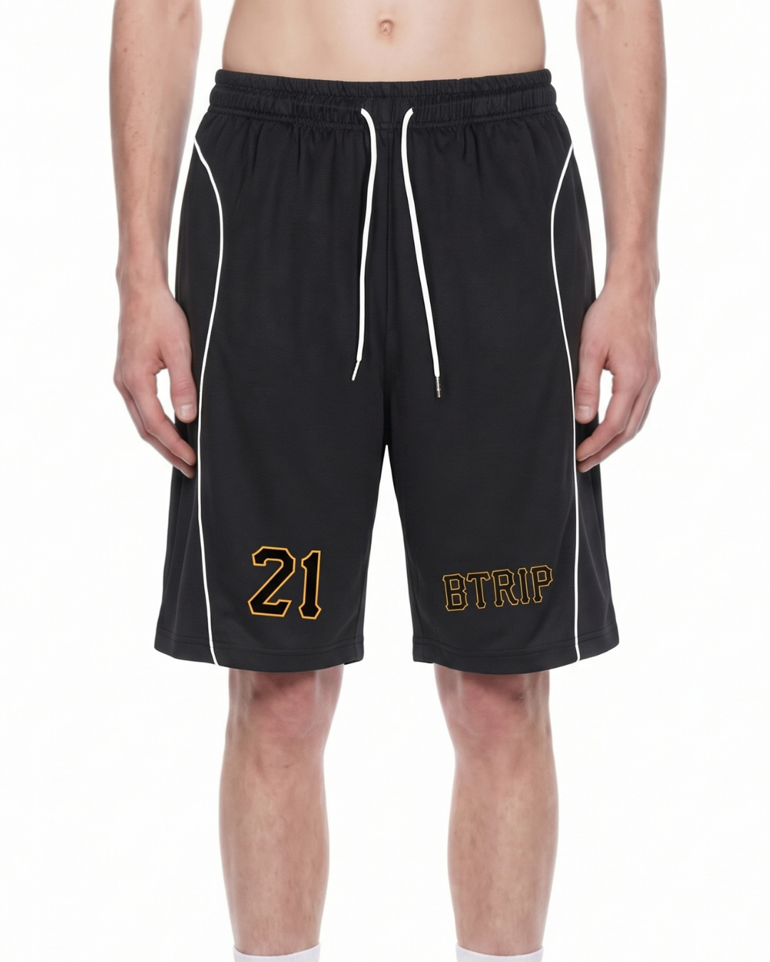 PIRVTES | Gold Emblem Piping Shorts
