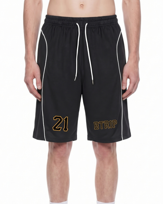 PIRVTES | Gold Emblem Piping Shorts