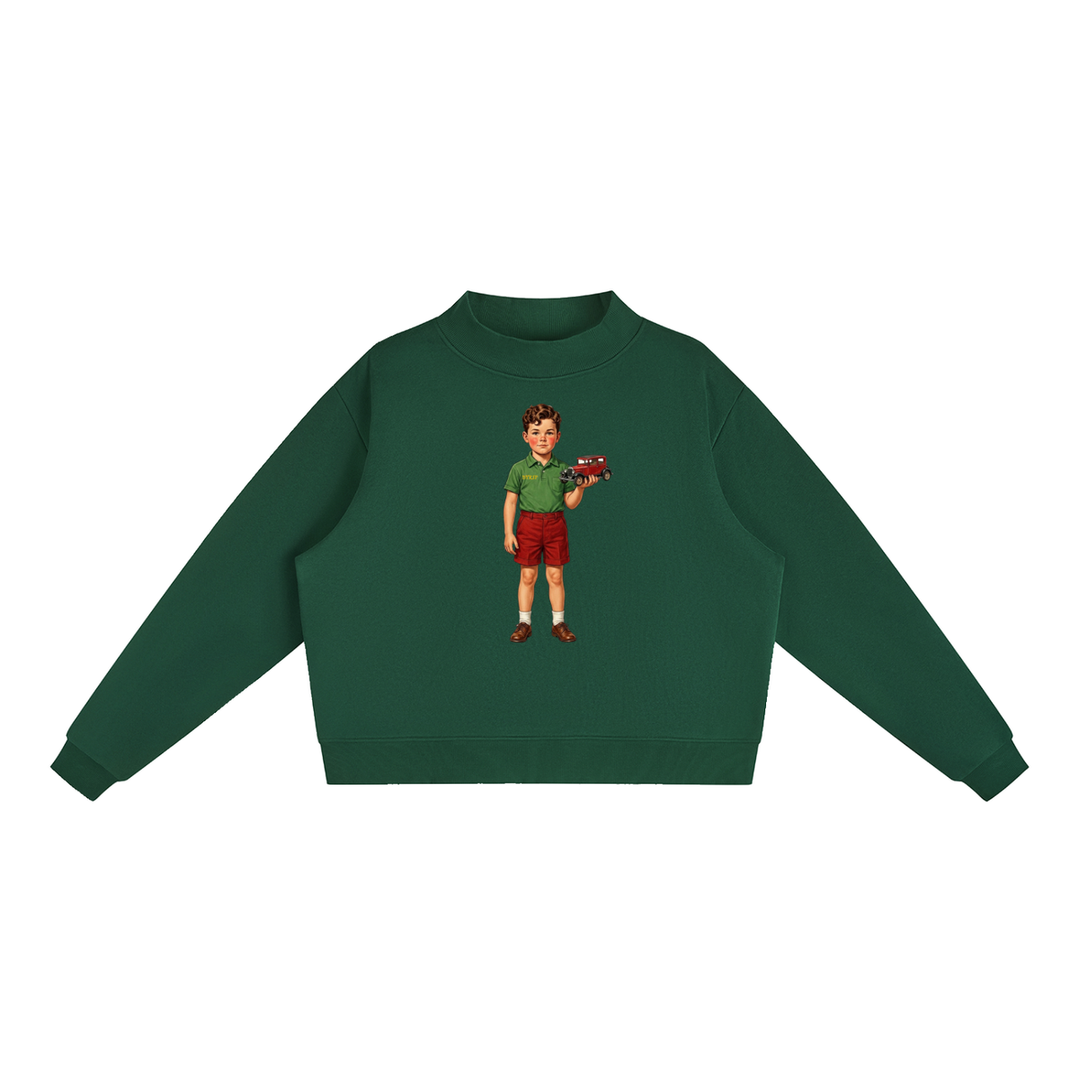 Essential Fleece Mock-Neck Crew Sweatshirt
