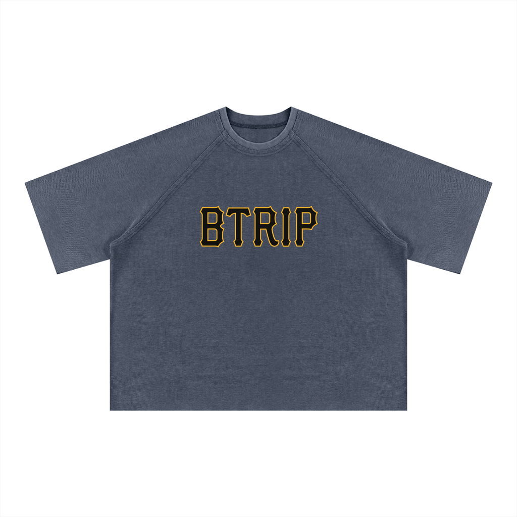 PIRVTES - Unisex Mineral Wash Boxy Waffle T-Shirt