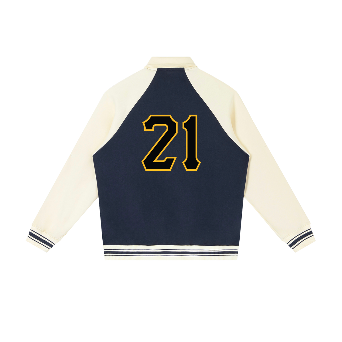 PIRVTES - Contrast Raglan Sleeve Baseball Jacket