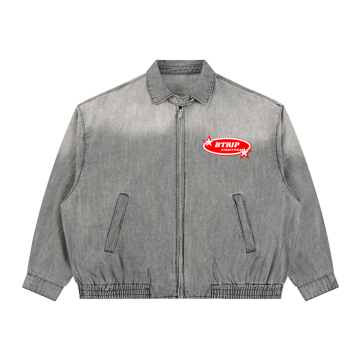 BTRIP STREETWEAR | Unisex Vintage Wash Full-Zip Denim Jacket