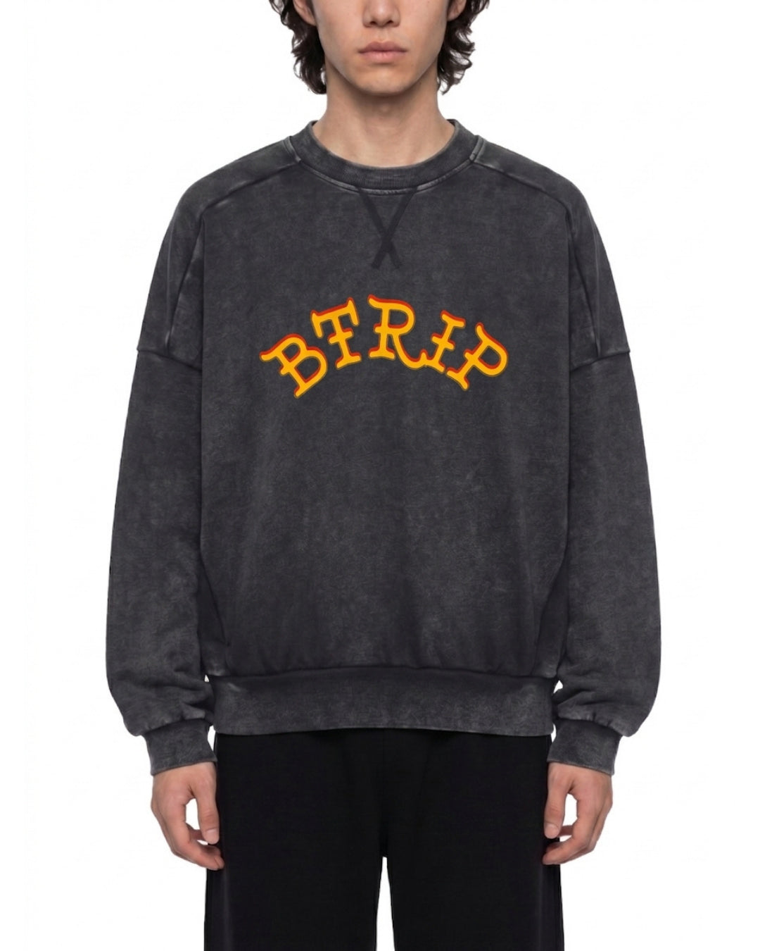 JEY DUO - Unisex Mineral Wash Boxy Sweatshirt