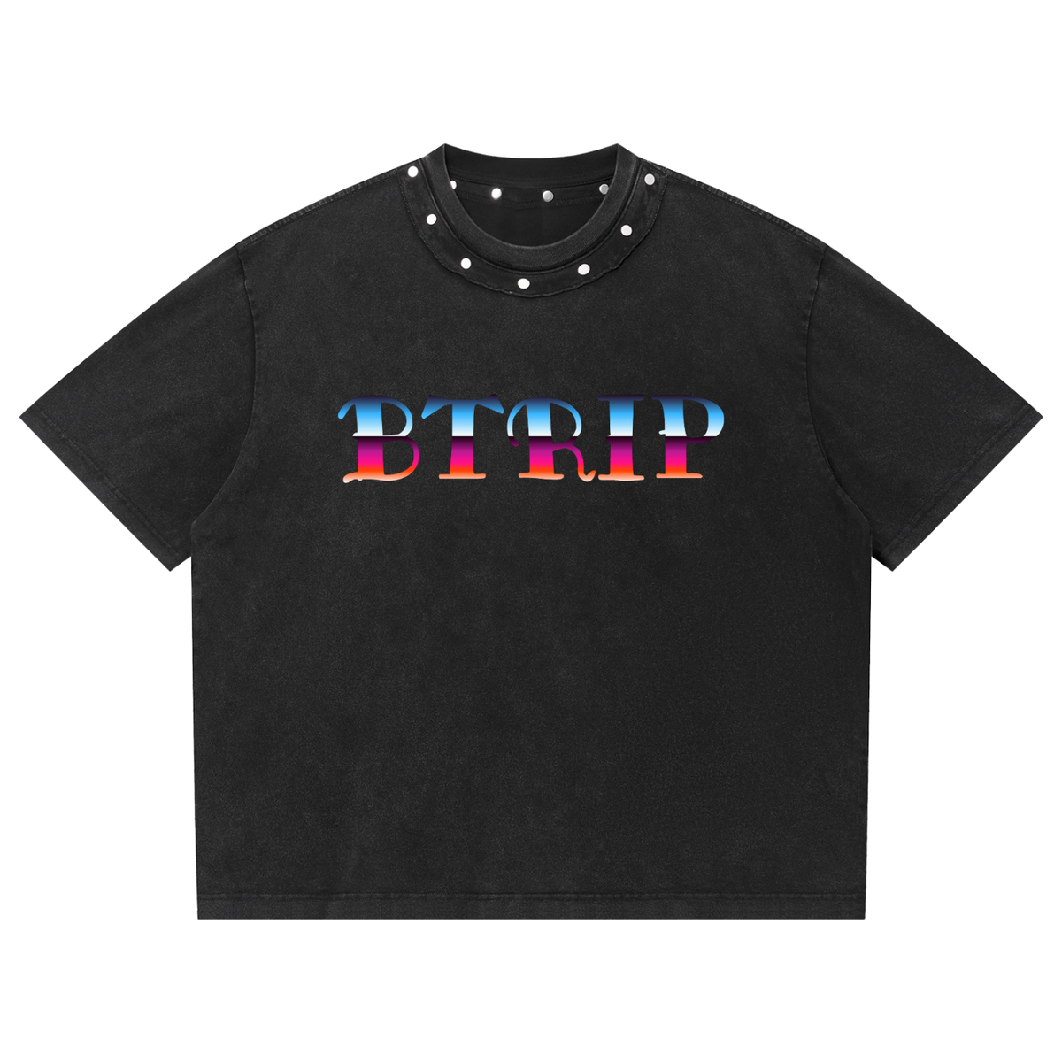 Unisex Washed Boxy Studded T-Shirt