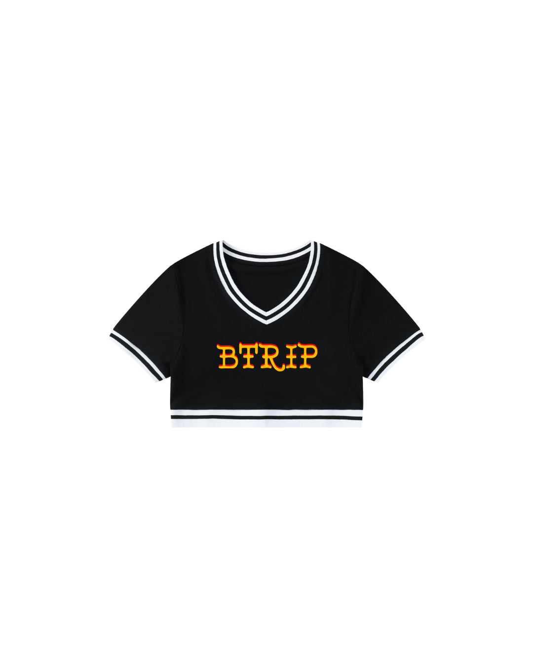 GUVYNVBO Color Block V-Neck Crop Tee