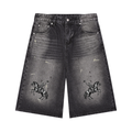 MAN DOWN - Men’s Vintage Wash Wide Leg Denim Shorts 002