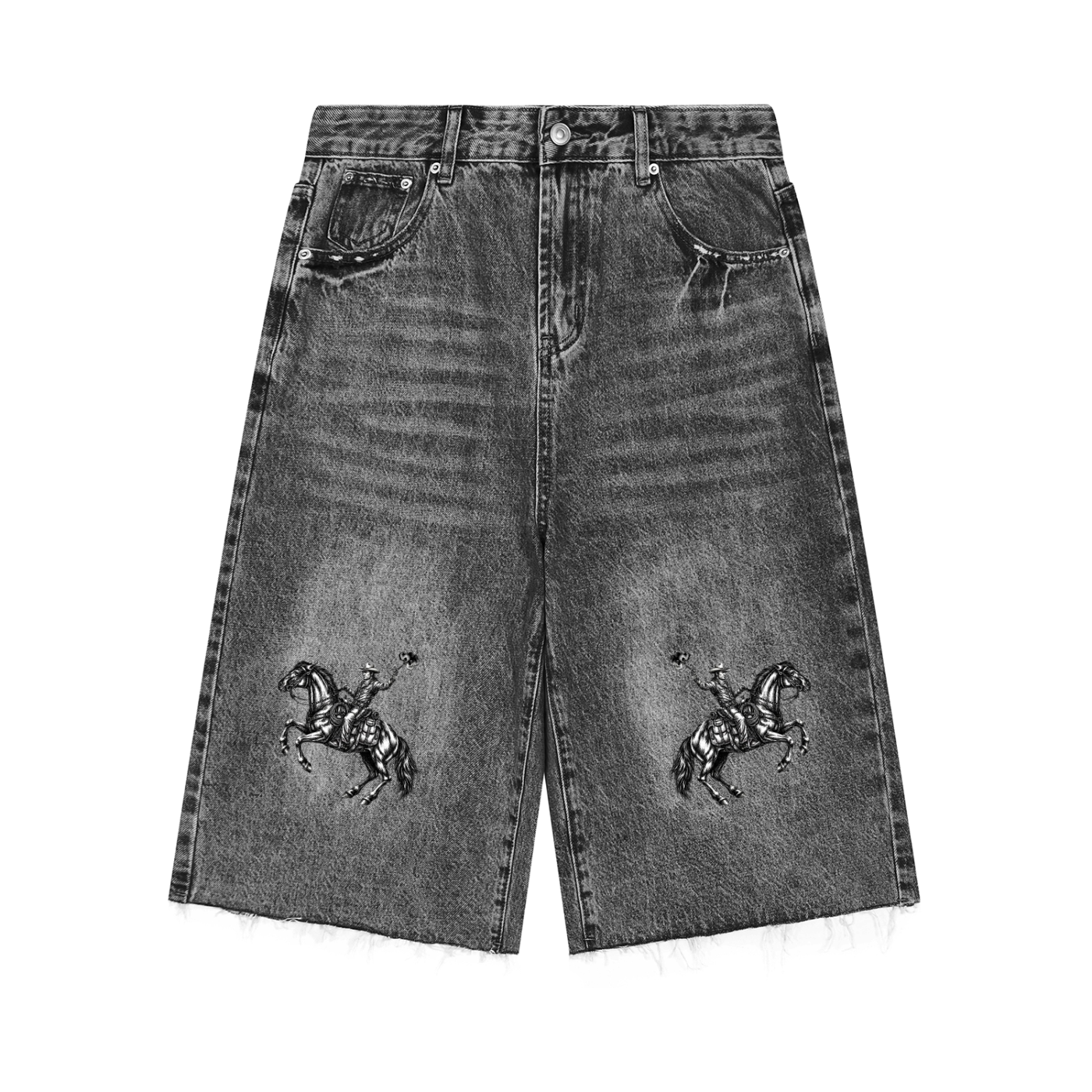 MAN DOWN - Men’s Vintage Wide Leg Denim Shorts 001