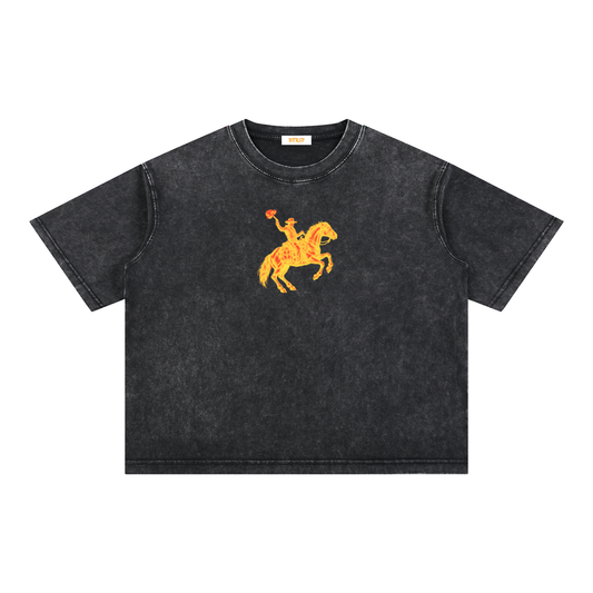 BURNED MVN DOWN  - Mineral Wash Boxy Cotton T-Shirt