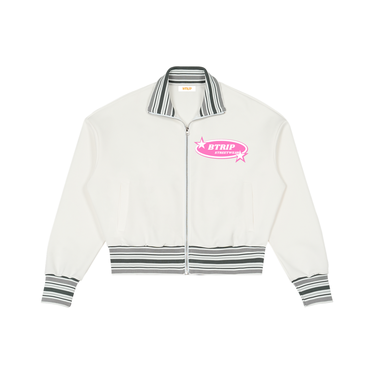 BTRIP STREETWEAR - Striped Rib Collar Zip Jacket