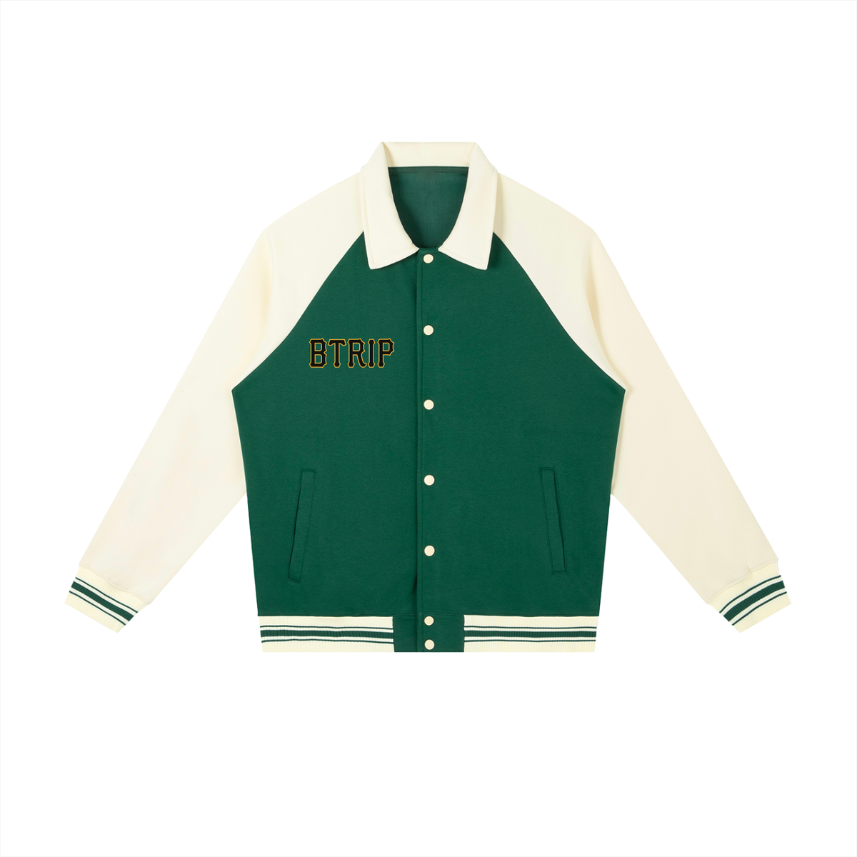PIRVTES - Contrast Raglan Sleeve Baseball Jacket