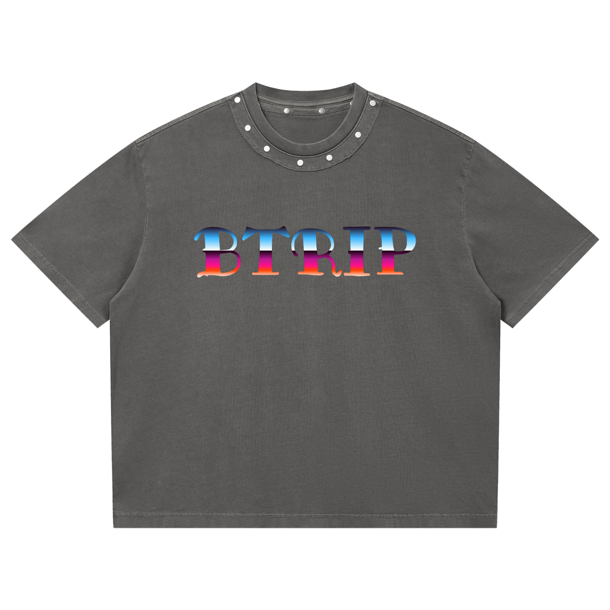 Unisex Washed Boxy Studded T-Shirt