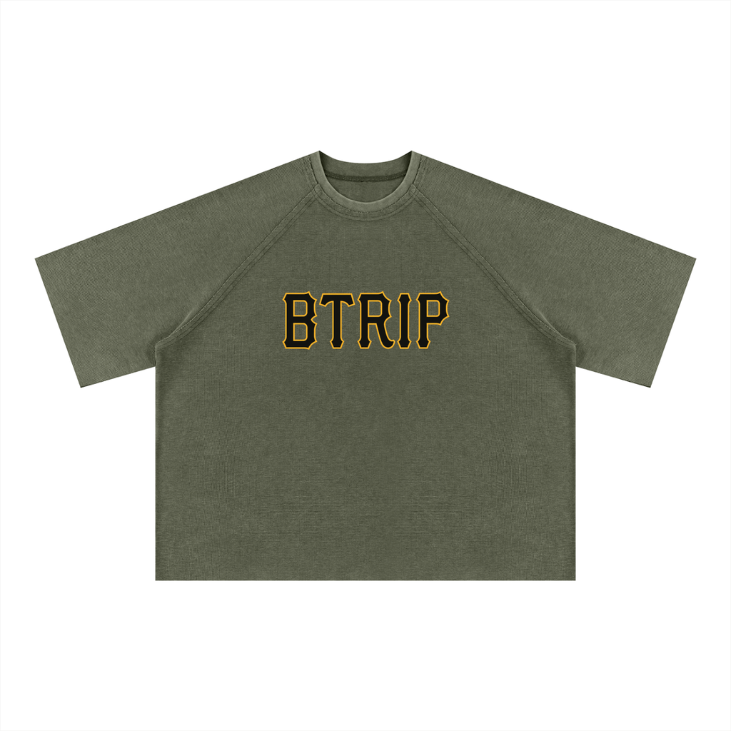 PIRVTES - Unisex Mineral Wash Boxy Waffle T-Shirt