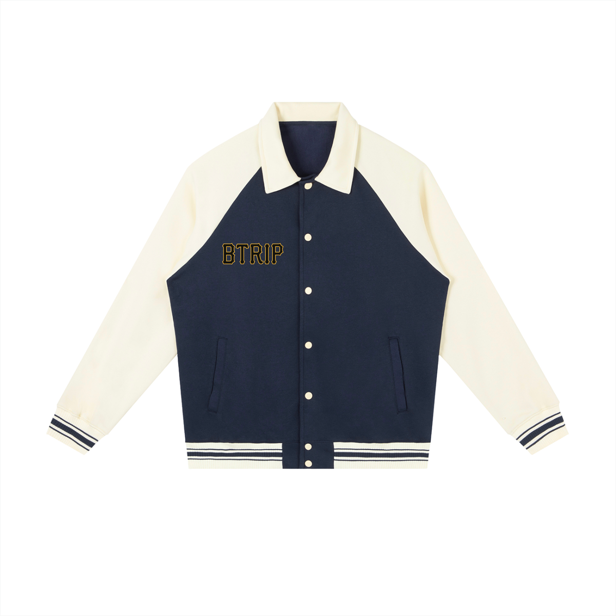 PIRVTES - Contrast Raglan Sleeve Baseball Jacket