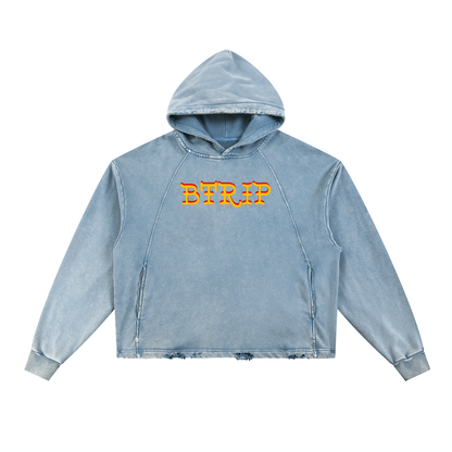 SHVRK - Blue Washed Frayed Hoodie