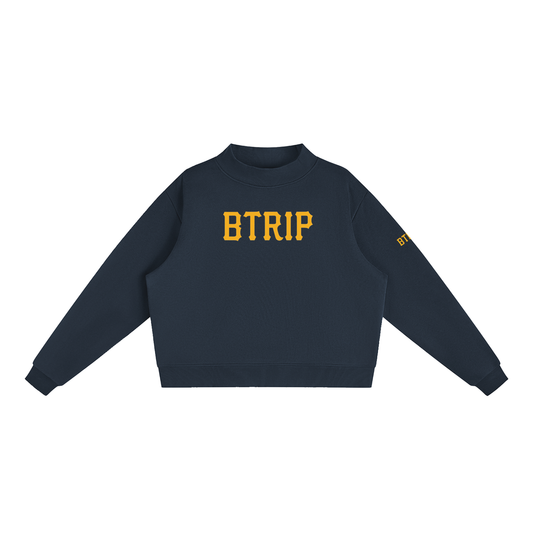 PIRVTES | Women's Gold Emblem Mock-Neck Sweatshirt