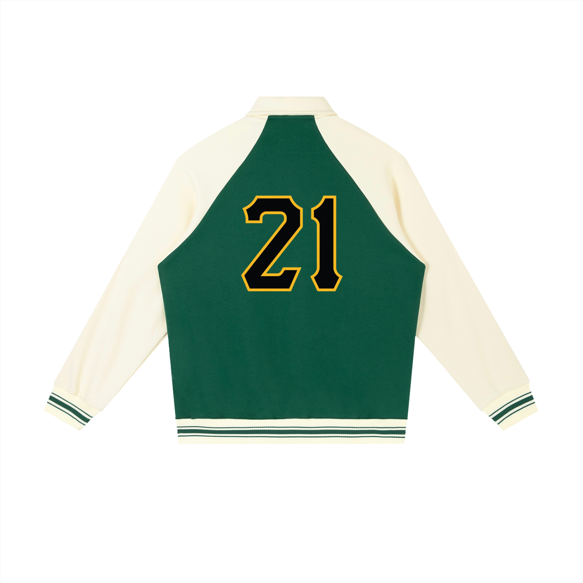 PIRVTES - Contrast Raglan Sleeve Baseball Jacket