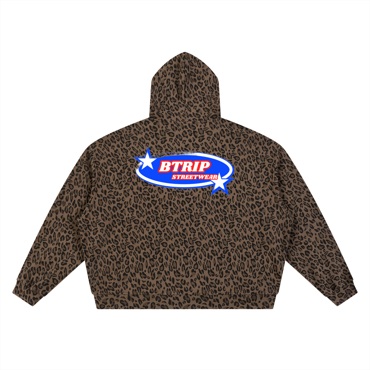 BTRIP STREETWEAR | Unisex Leopard Print Waffle Full Zip Hoodie