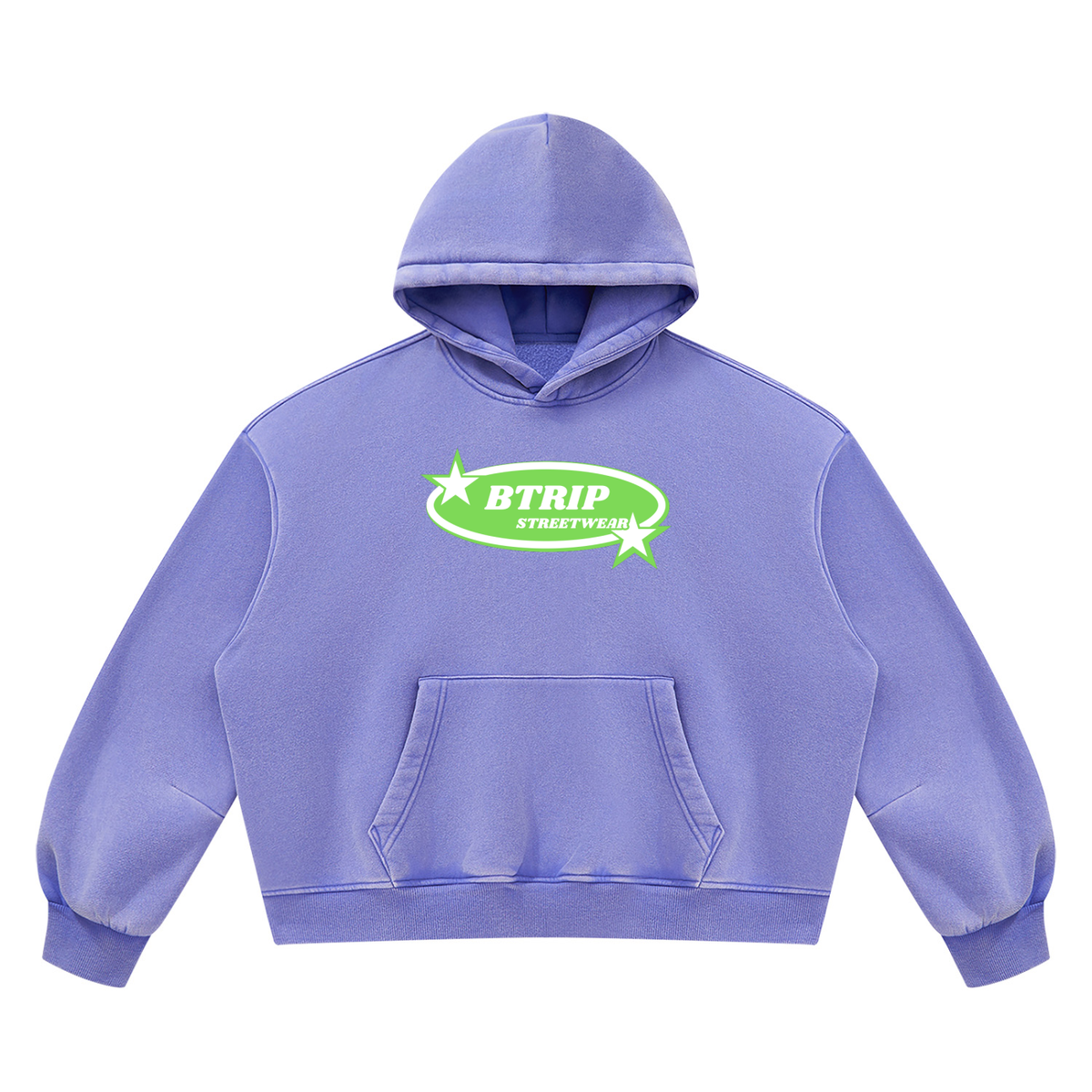 BTRIP STREETWEAR | The Green Logo Vintage Wash Boxy Hoodie