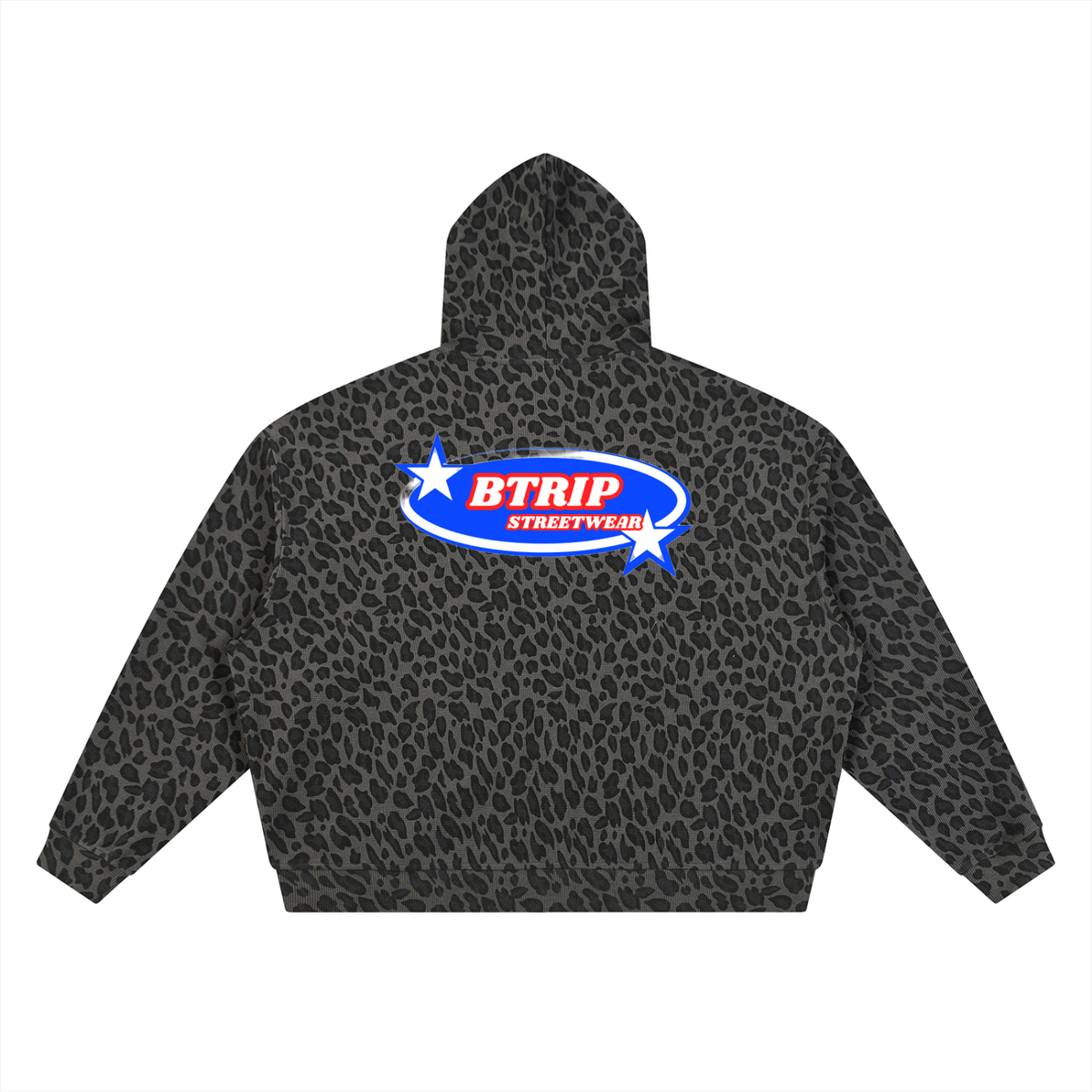 BTRIP STREETWEAR | Unisex Leopard Print Waffle Full Zip Hoodie