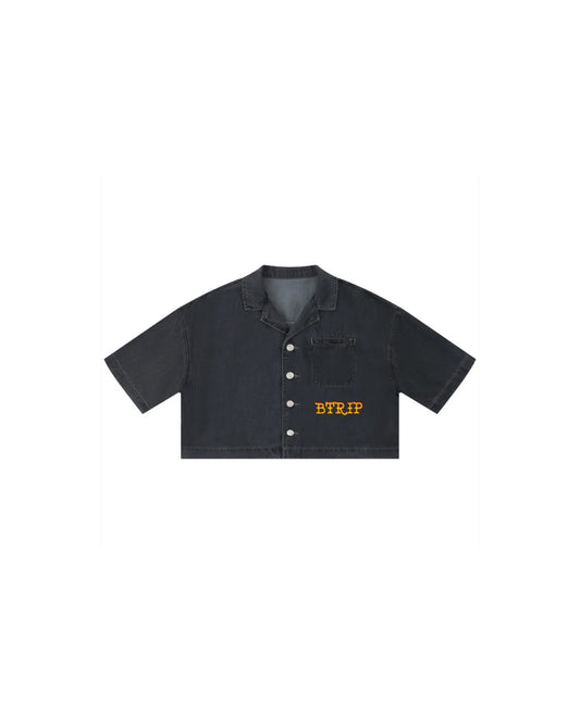 GVBV Vintage Wash Boxy Crop Shirt