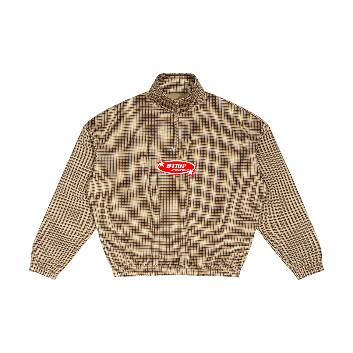BTRIP STREETWEAR | The Plaid Quarter-Zip Oversized Sweatshirt