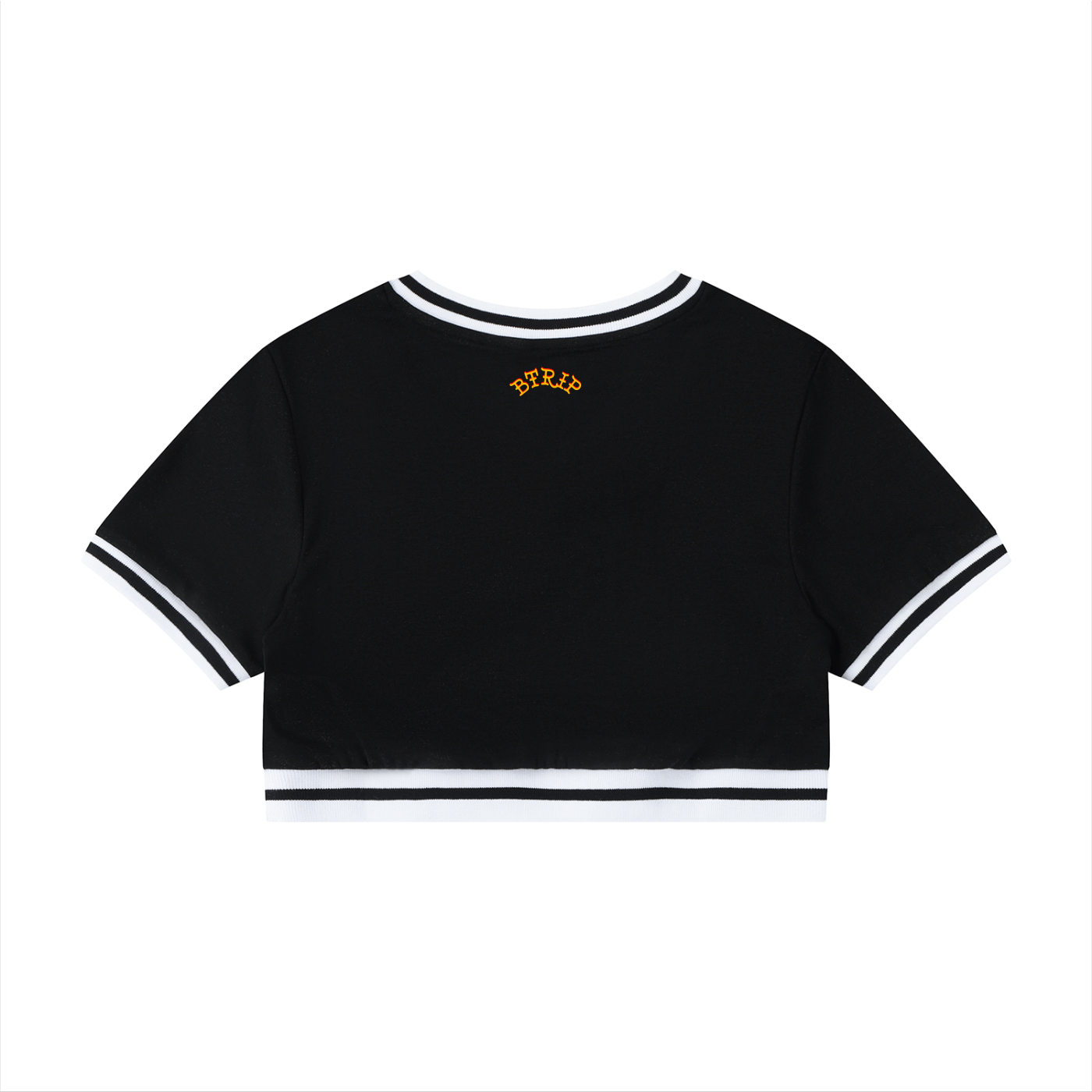 GUVYNVBO - Color Block V-Neck Crop Shirt