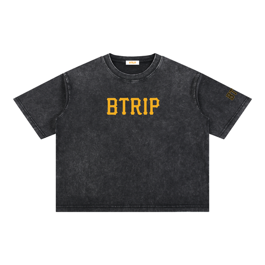 PIRVTES - Mineral Wash Boxy Cotton T-Shirt