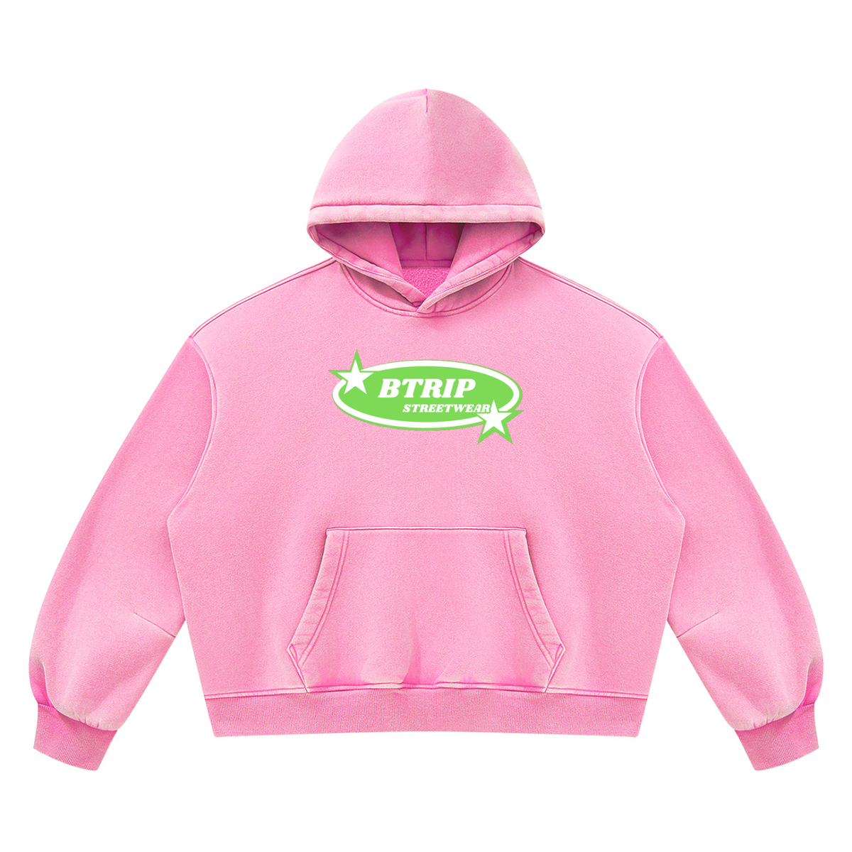 BTRIP STREETWEAR | The Green Logo Vintage Wash Boxy Hoodie