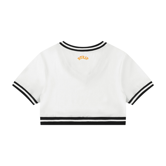 GUVYNVBO - Color Block V-Neck Crop Shirt