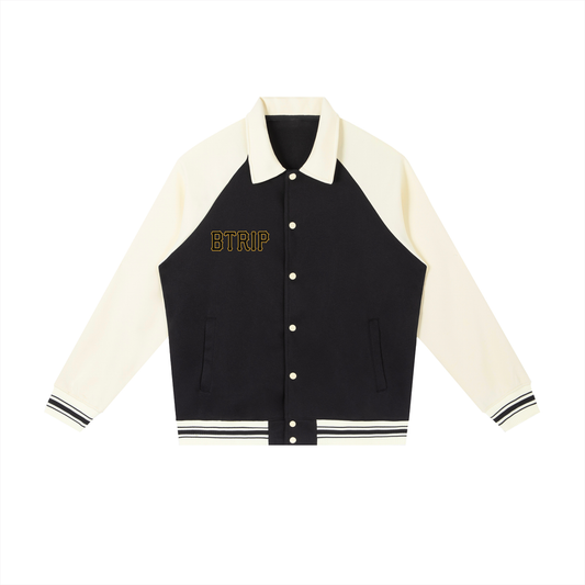 PIRVTES - Contrast Raglan Sleeve Baseball Jacket