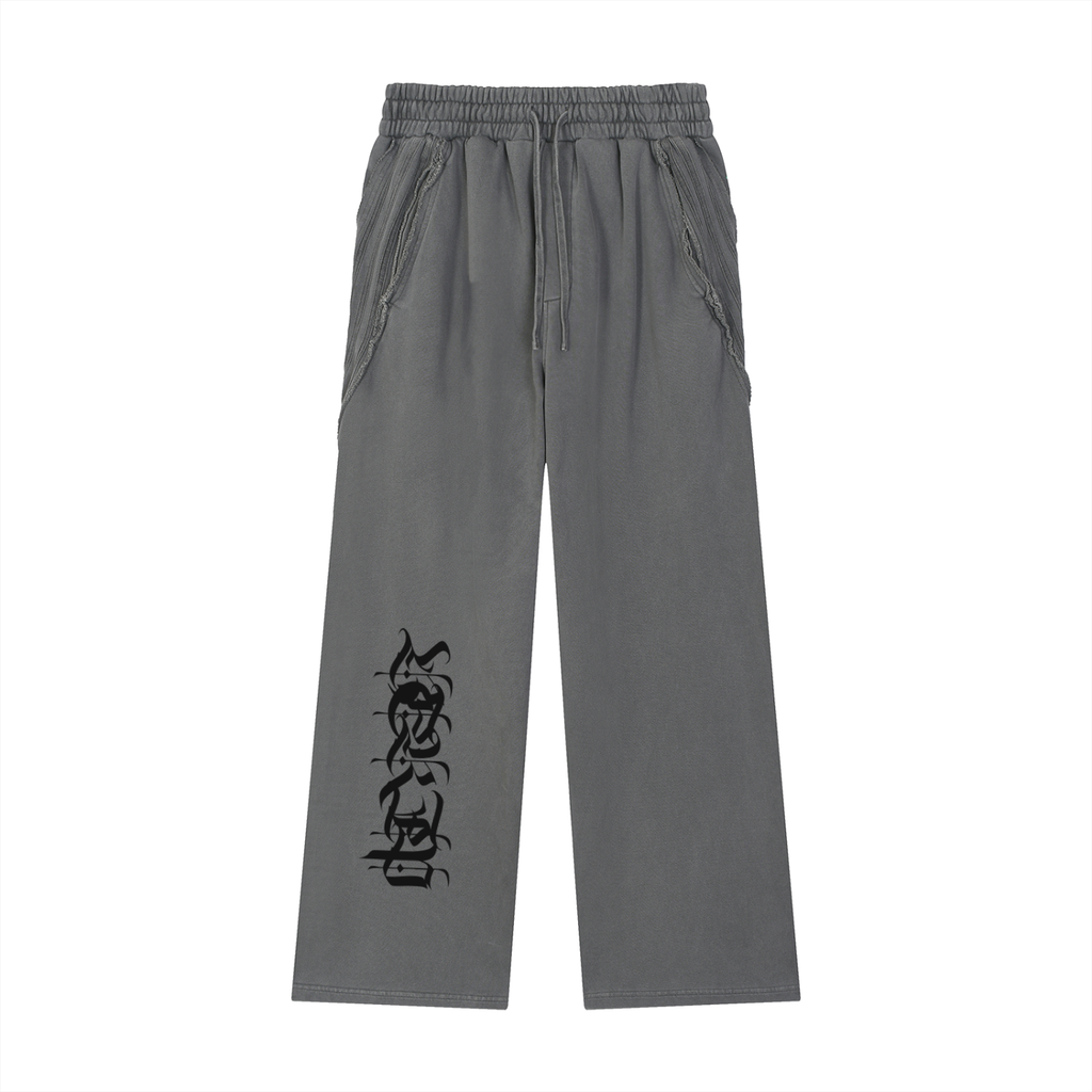MOON - Snow Washed Tape Raw Edge Sweatpants
